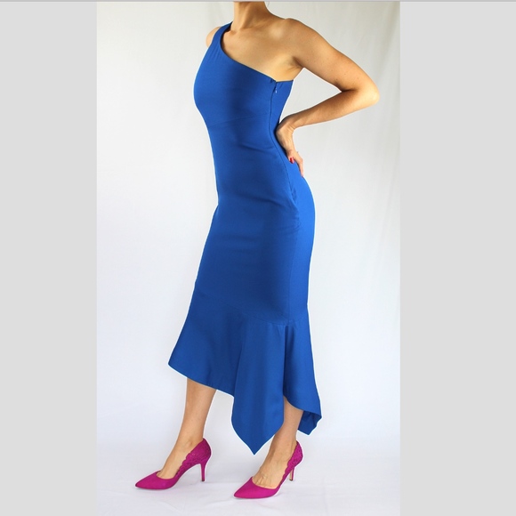 one shoulder tulip dress